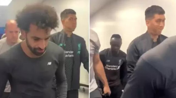 Roberto Firmino Pulls Hilarious Face As He Walks Between Mane And Salah After Liverpool's Victory