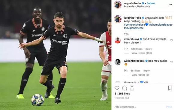 Michy Batshuayi Sends Instagram Message To Jorginho After He Tickled His Balls During Chelsea Celebrations