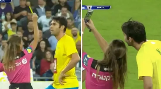 Referee Gives Kaka A Yellow Card Before Taking Selfie With Him