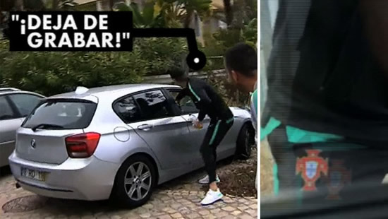 Cristiano Ronaldo 'steals' a phone from a fan recording him from a car