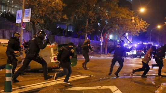 At least 46 suffer injuries as police clash with protesters outside Camp Nou