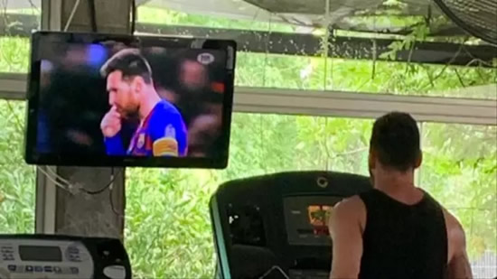Lionel Messi Watches Himself While On The Treadmill At The Gym