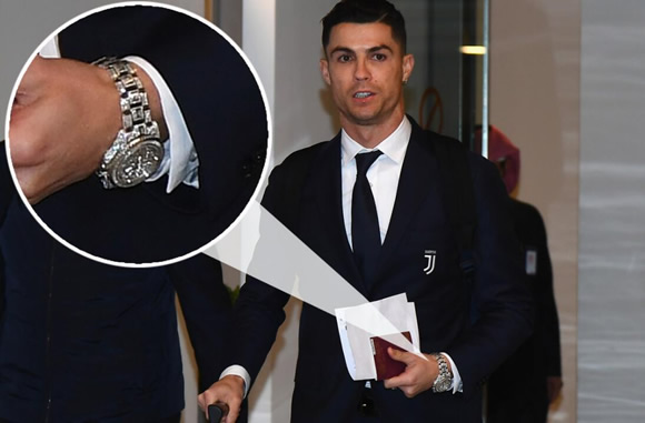 Ronaldo spotted wearing most-expensive Rolex ever…18-karat white gold and diamond encrusted bling worth £371k