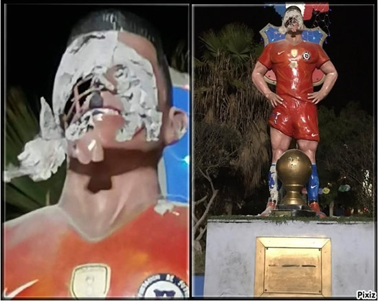 New attack on a footballer's statue: This time Alexis Sanchez