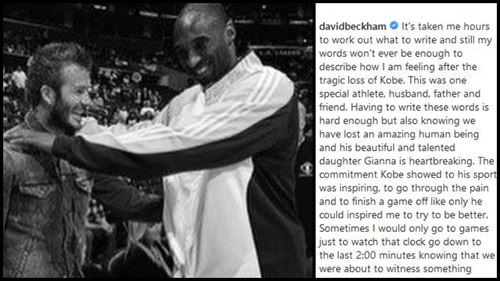 Beckham on Kobe: Sometimes I'd only go to games for the last two minutes knowing that we'd witness something special
