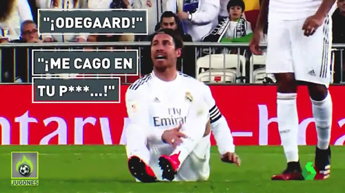 Ramos' angry reaction after Odegaard's challenge