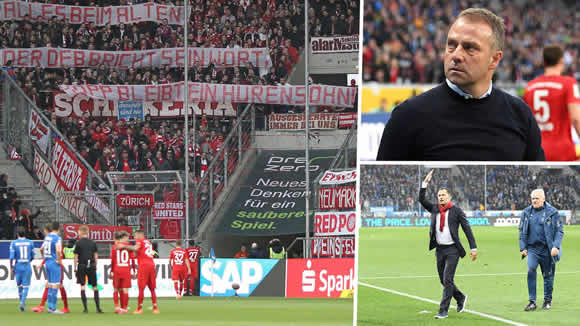Bizarre scenes as Bayern & Hoffenheim players pass to each other for 10 minutes to protest 'son of a b*tch' fan banner
