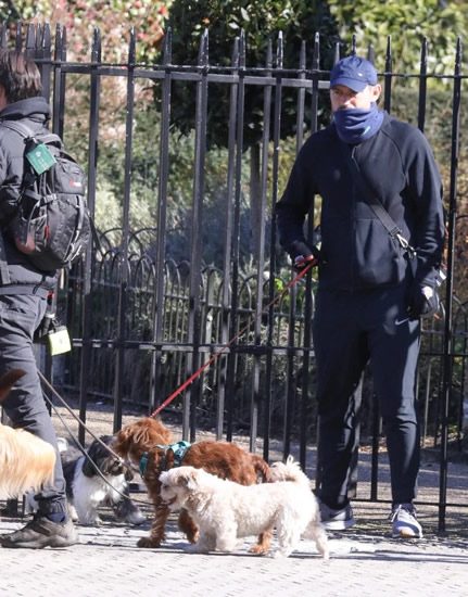 Chelsea boss Frank Lampard covers face with scarf and wears gloves to walk dog Minnie amid coronavirus fears