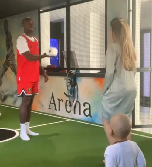 Paul Pogba's wife Maria Zulay hits son in the face with toilet roll after attempting the stay at home challenge