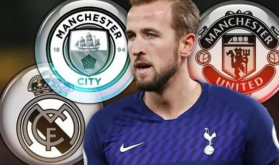 Man City and Real Madrid battle for £150m Harry Kane transfer as Man Utd accept defeat