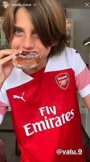 Mauro Icardi's wife Wanda fuels Arsenal transfer talk by posting picture of her son in Gunners kit hours after rumours