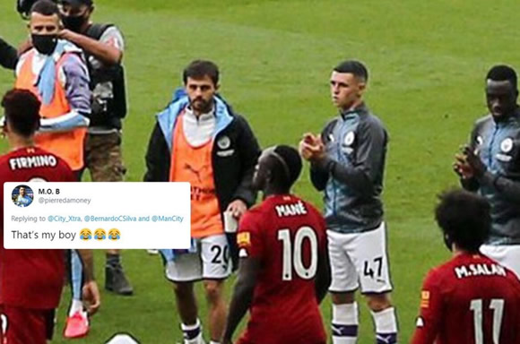 Watch as Bernardo Silva REFUSES to clap for Liverpool in Etihad guard of honour… and Man City fans love it