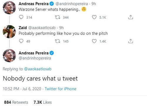 Man Utd star Andreas Pereira hits back at trolls and blasts ‘nobody cares what you tweet’ as he plays Call of Duty