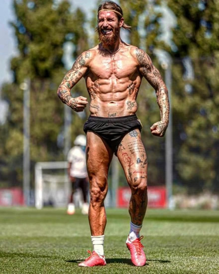SERGI-WOAH Sergio Ramos’ stunning body transformation from slim teen to ripped machine as he pulls vein-popping pose
