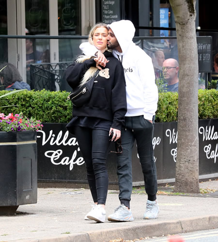 Man City star Riyad Mahrez takes new girlfriend Taylor Ward out for lunch in Hale Village with Benjamin Mendy and pals