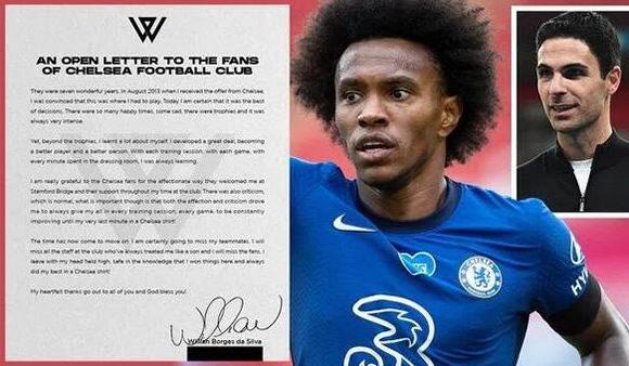 Willian to Arsenal transfer set to be announced as winger officially confirms Chelsea exit
