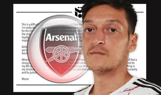 Mesut Ozil slams Arsenal and Mikel Arteta in angry statement over Premier League snub