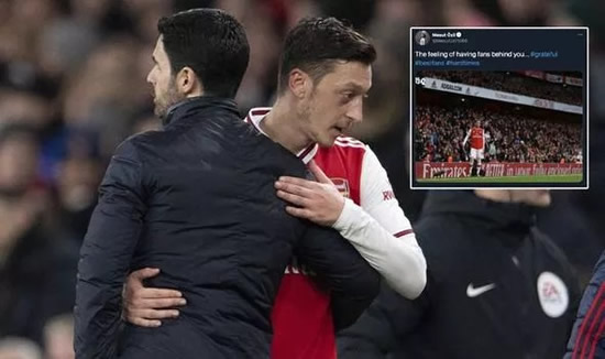 Mesut Ozil trolls Arsenal boss Mikel Arteta after Tottenham loss as sack pressure rises