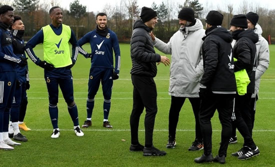 Raul Jimenez sees Wolves team-mates for first time since horror fractured skull as striker visits training ground