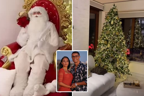 Inside Cristiano Ronaldo’s home with huge Christmas tree and Santa Claus as Georgina Rodriguez gets into festive spirit