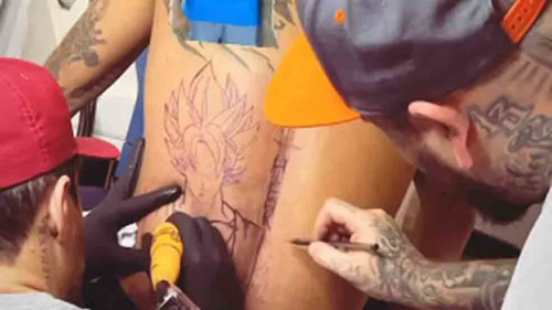 Neymar gets Dragon Ball tattoo on his back
