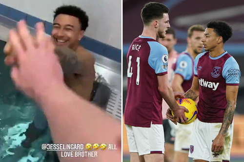 Declan Rice hilariously taunts Jesse Lingard in bath after taking West Ham’s first penalty of season from Man Utd loanee