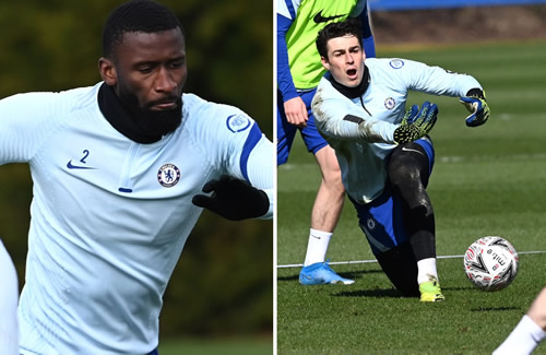Chelsea pair Antonio Rudiger and Kepa Arrizabalaga in training ground after pushing match as defender sent in early