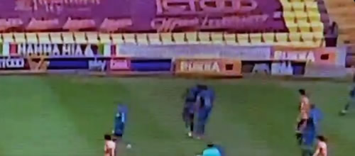 Footballer sent off for headbutting own team-mate - and runs away from referee