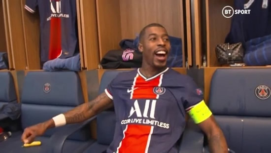 PS-GLEE Inside PSG’s dressing-room celebrations after Bayern win as Mbappe dances on table while team-mates soak him with water