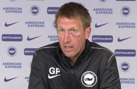 Brighton boss Graham Potter looks more like Harry Potter with huge scar on face after falling into metal railing
