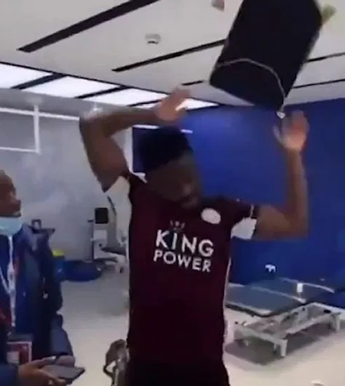 AMA GO CRAZY Leicester star Daniel Amartey filmed flinging Chelsea pennant over his shoulder as Foxes celebrate FA Cup victory