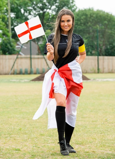 REF JESS A STRIKER Teen referee Jess Preece snapped cheering for England backs Three Lions to go all the way