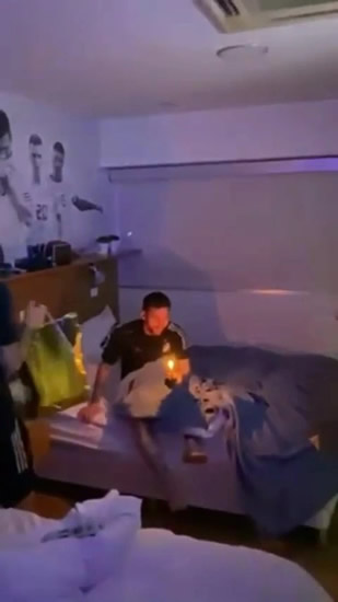 Lionel Messi is woken up in middle of night by Argentina team-mates as Barcelona star celebrates 34th birthday