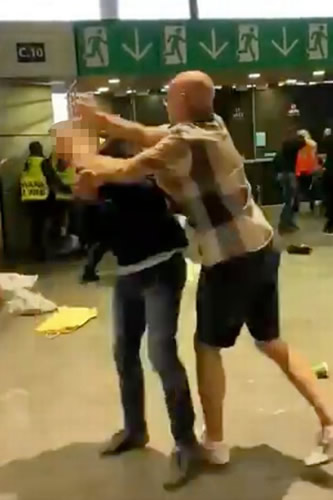 Sickening video shows extent of violence inside Wembley as men are kicked in face