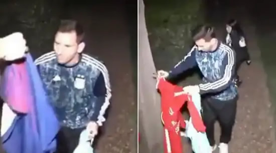 Lionel Messi shows he's one of the good guys by signing shirts for fans outside Argentina home