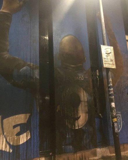 Fuming Inter Milan fans deface 'money-grabbing' Romelu Lukaku's mural outside San Siro ahead of Chelsea transfer