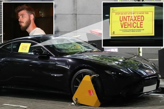 FOOTY STAR WOE Man Utd star David De Gea has £150k Aston Martin Vantage CLAMPED for not having any tax after Ivy restaurant dinner