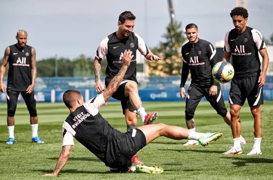 Lionel Messi trains with PSG team-mates for the first time as Mbappe, Ramos and Co welcome him to Paris