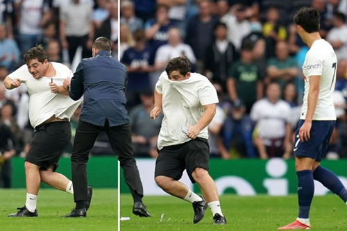 Tottenham security race to stop pitch invader approaching match-winner Son Heung-Min after Manchester City triumph