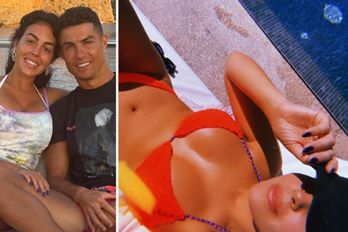Georgina Rodriguez looks red hot in tiny bikini as Cristiano Ronaldo’s partner relaxes in sun sending pulses racing