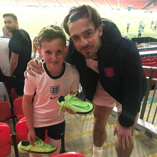 JACK AND THE LAD Young England fan who got Jack Grealish’s boots at Euro 2020 hands Pep Guardiola note for hero after first Man City goal