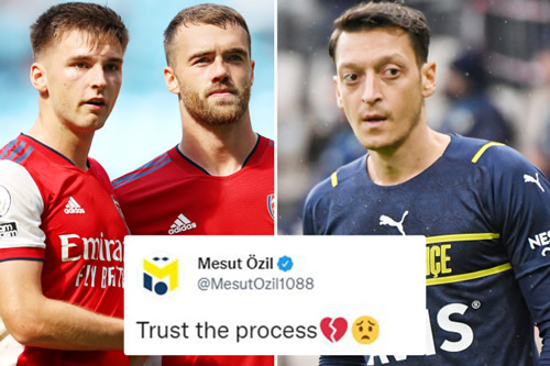 Mesut Ozil aims dig at Arteta with cryptic ‘trust the process’ tweet after Gunners sink to new low in Man City mauling