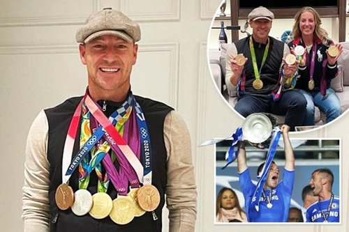 John Terry grabs glory whilst posing with six Olympic medals won by equestrian ace Charlotte Dujardin