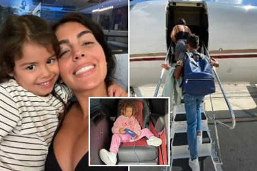 Cristiano Ronaldo’s family land in Manchester after taking private jet from Italy before he links up with Man Utd
