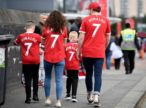 Man Utd fans flaunt their Ronaldo No7 shirts at Old Trafford hours before second debut