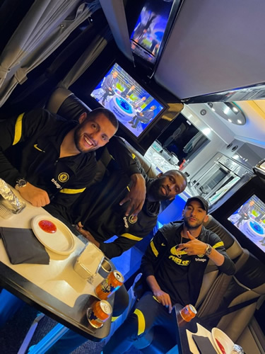 Chelsea stars Kovacic, Rudiger and Ziyech celebrate Spurs win with cans of Fanta while watching fallout on Super Sunday