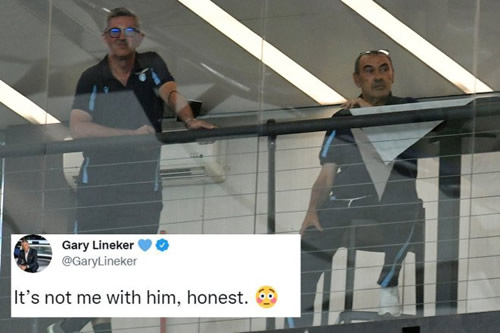Fans believe Sarri’s Lazio assistant is GARY LINEKER as the Match of the Day host is hilariously forced to deny it’s him
