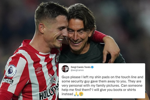 Brentford ace Canos pleads for return of shin pads after losing them in draw with Liverpool – and offers boots or shirt
