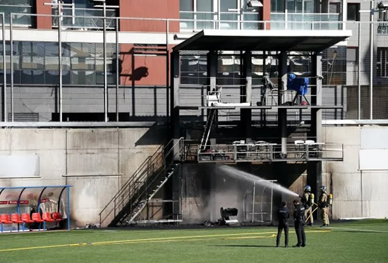 FIRE HORROR England game with Andorra WILL GO AHEAD despite plastic pitch being damaged after huge fire breaks out at stadium