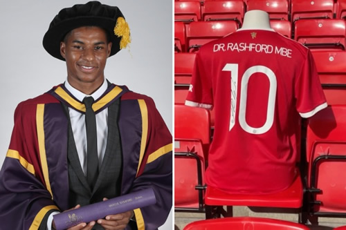 Man Utd show off ‘Dr Rashford MBE’ jersey after hero forward awarded honorary doctorate from University of Manchester